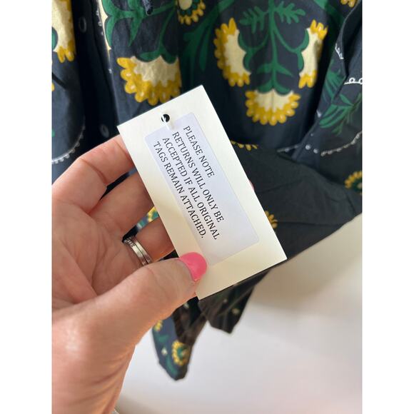 NWT Sea New York Perle Print Puff Sleeve Ruffled Cotton Black Mini Dress - Picture 6 of 9